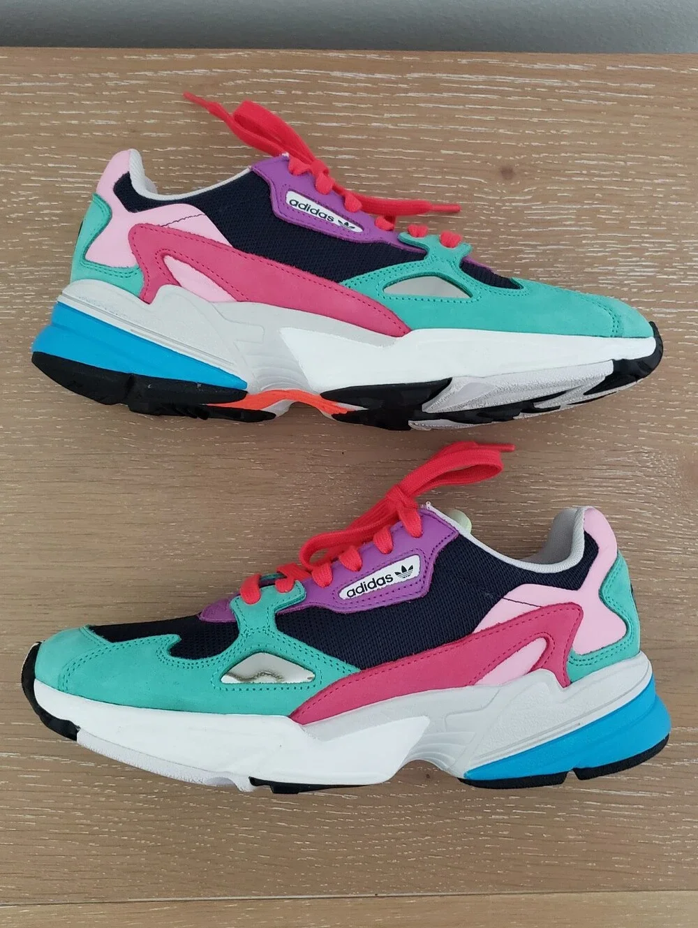 adidas Colorblock Falcon Sneakers in Teal, Purple & Hot Pink - Picture 6 of 7